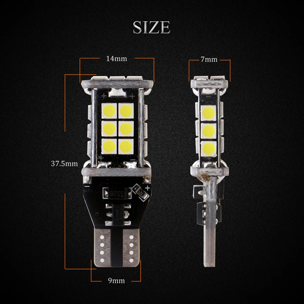 YM E Bright 2 шт. T15 3030 24 SMD 12 В DC Автомобильный интерьер LED Canbus без ошибок автомобильные