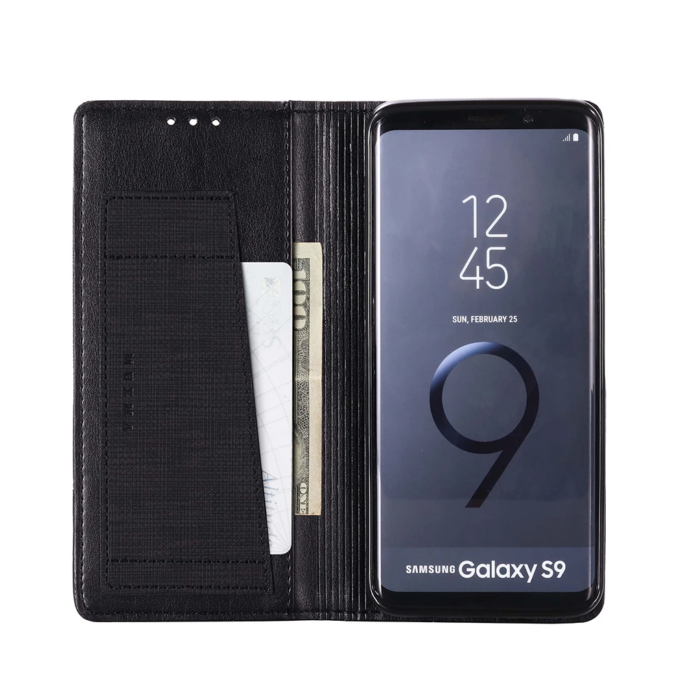 Холст кожаный магнитный чехол-бумажник чехол для samsung Galaxy S9 S10 Plus Note 9 8 M10 M20 A20 A30 A9 A8 A7 чехол для телефона с откидной крышкой