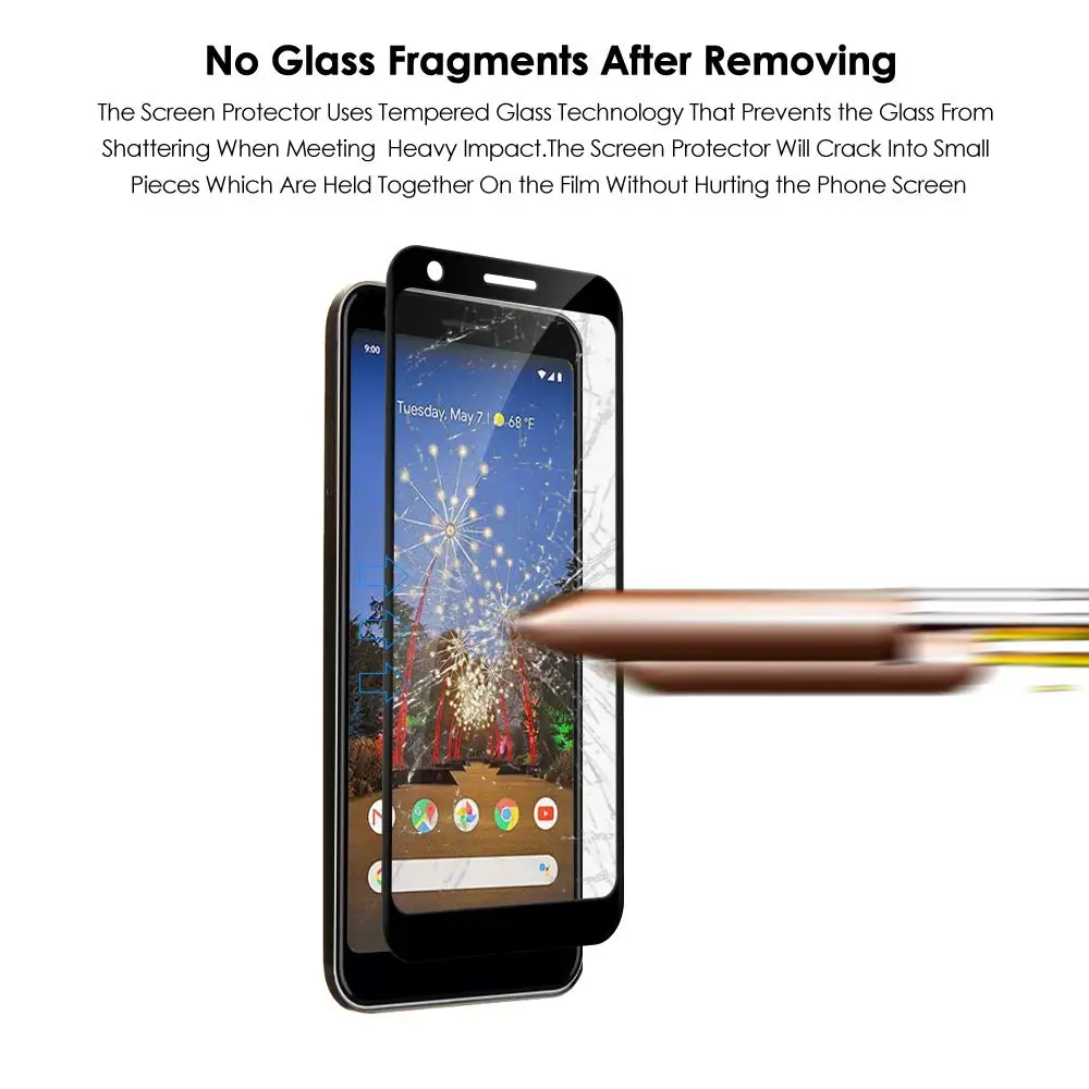 2 упаковки для Google Pixel 3a XL закаленное стекло 9H Взрывозащищенная защитная пленка