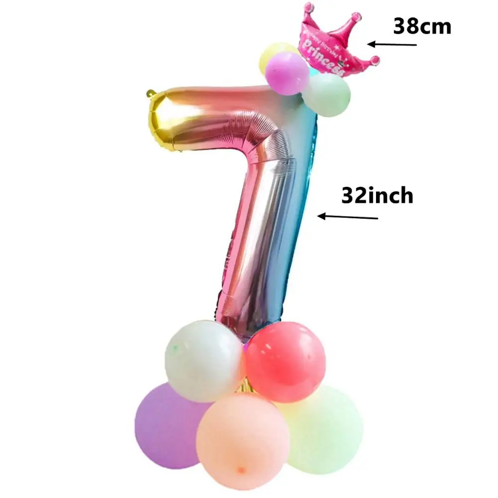 Number 7 Balloons Taoup 32 дюйма большие шары из фольги с короной номер гелиевые шары Детские шары с днем рождения Аксессуары декор для детского душа сувениры - Цвет: Number 7 Balloons