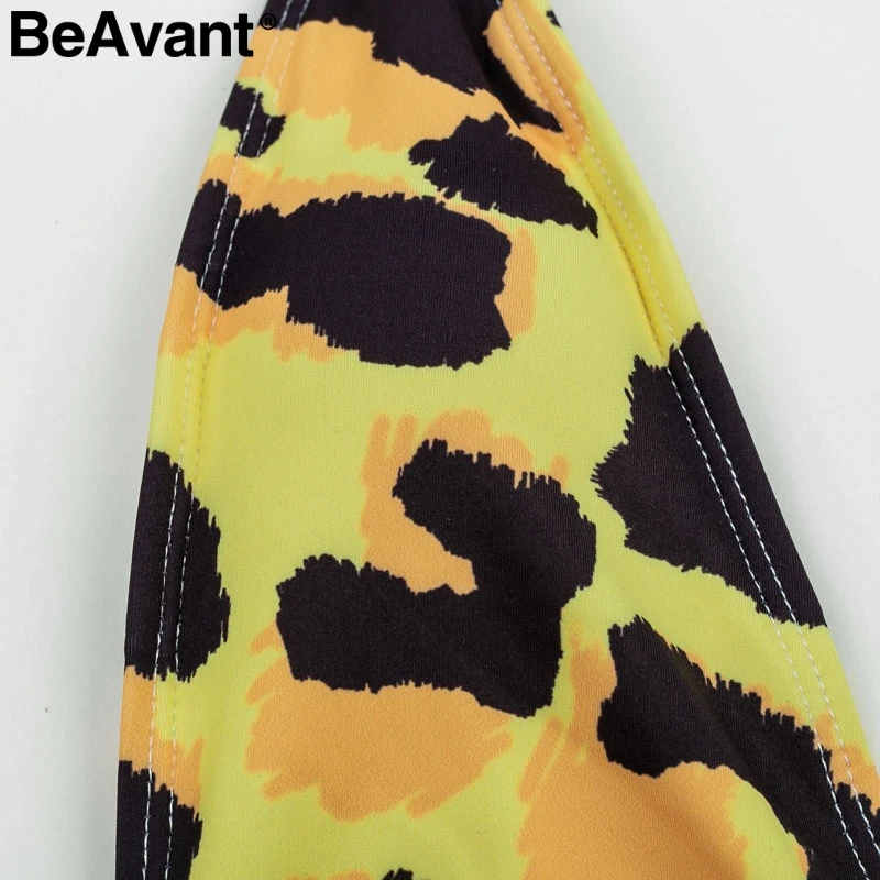 BeAvant Леопардовый принт бодикон сексуальный купальник для женщин v образный вырез
