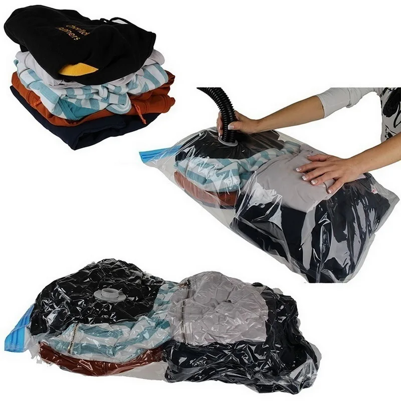 Hoomall 2/10pcs Vacuum Bag For Clothes Package Compressed Organizer For Wardrobe Space Saver Clear Seal Bag Foldable Storage Bag