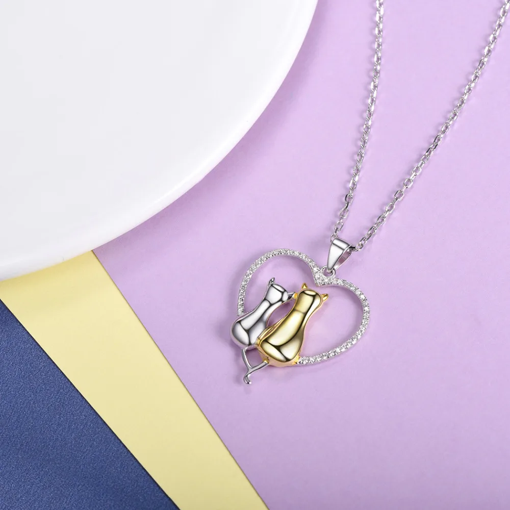 Подвеска с котом Kpop Love Heart подвеска-котенок и ожерелье из стерлингового серебра 925