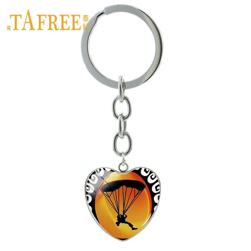 TAFREE Love Heart Skydiving фигурка ключевая цепочка изображений для мужчин Wo мужское кольцо