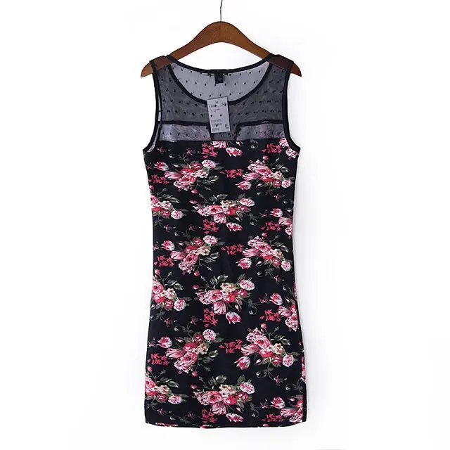 New 2015 Peony Dress Sheath The European and American Style Stretch Cotton Lace Joining Together S-L | Женская одежда