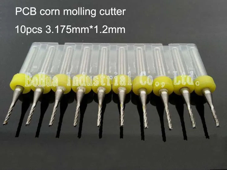 

10pcs PCB milling cutter 1.2mm fish tail milling cutter corn milling cutter tungsten carbide mini end mill engraving CNC
