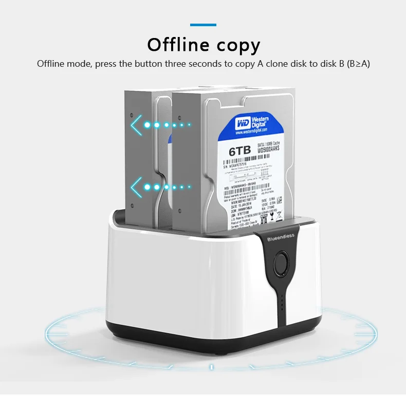 Blueendless 2-Bay SATA HDD док-станция 3," 2,5 USB3.0 двойной отсек HDD SSD клон дубликатор док-станция Sata Корпус для хранения
