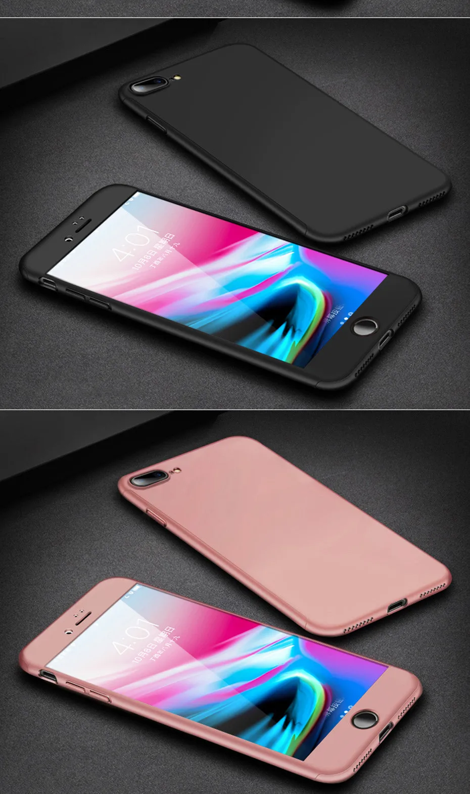 H& A Роскошный 360 Полный чехол для телефона iPhone 7 8 6 6s Plus 5 5S SE защитный чехол для iPhone X XR XS Max чехол со стеклом