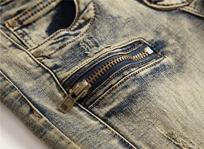 Дант Булун Для мужчин Джинсы для женщин плиссированные Motorycle Biker Denim Мотобрюки