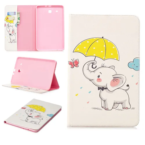 Фиолетовый Золотая бабочка шаблон чехол для планшета Samsung Galaxy Tab E 9 6 T560 T561 Smart Cover