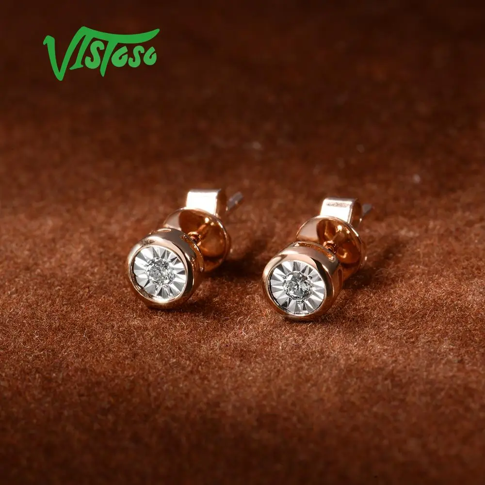 VISTOSO Pure 14K 585 двухцветные золотистые сверкающие иллюзии набор чудо пластинчатых