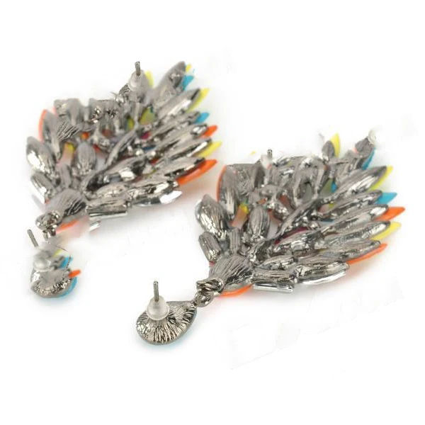 Cuddle Luxurious Shiny Crystal Wing Style Pendant Earring - Multicolored (2 PCS) |