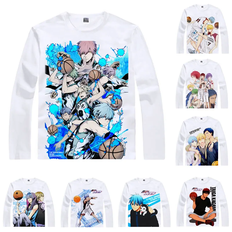 

Аниме футболка Coolprint, футболки для баскетбола Kuroko, многостильные Длинные футболки Tetsuya Kuroko Taiga Kagami для косплея, милые рубашки