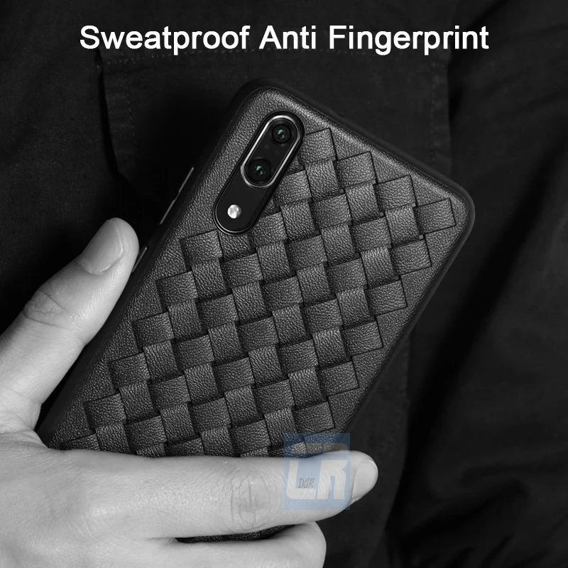Woven Luxury Leather TPU Case for Huawei P20 lite Plus Braided Soft Shell Y3 Y6 Y7 2017 Prime Pro 2018 Y9 2019 Breathable |