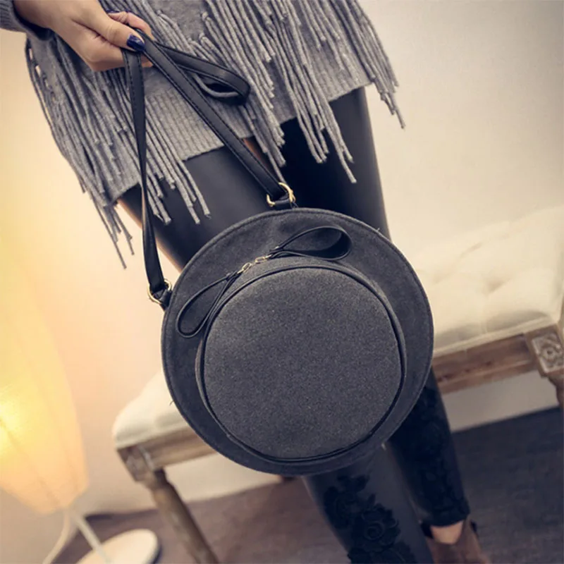 Новые Моды для Женщин Круглый Фланели Hat Личности Плеча Сумку Crossbody Сумки