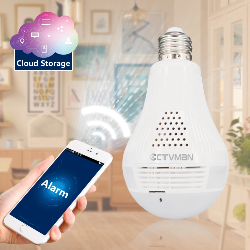 CTVMAN, камера безопасности, Wifi, облачная панорамная камера с лампочкой, s Dome, HD 1080 P, рыбий глаз, 360, видеонаблюдение, беспроводная IP камера, веб-камера