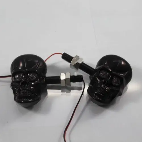 2 шт. Хромированный Светодиодный индикатор сигнала поворота черепа для