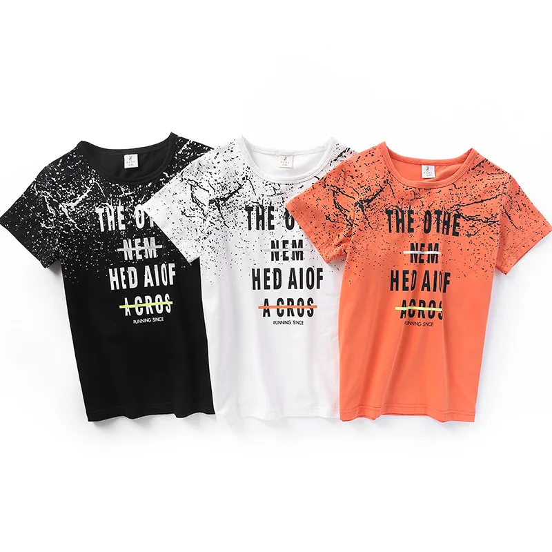 С круглым вырезом и принтом Футболки для мальчиков модные летние Рубашка с