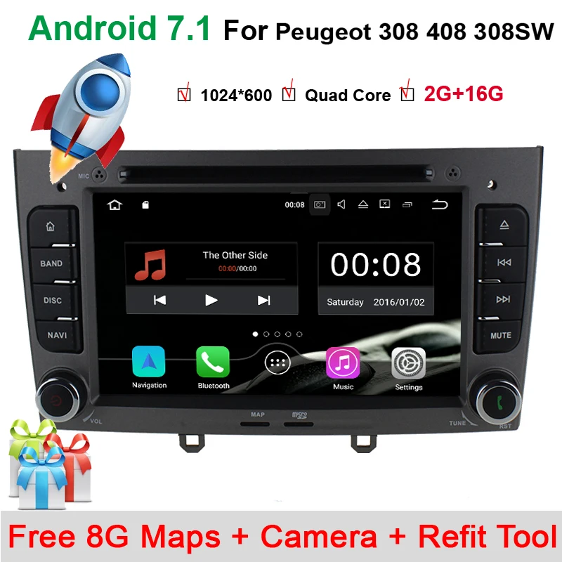 7 дюймовый четырехъядерный DVD плеер для Peugeot 1 I (T7) 308 2008 и 2011 408 2010 с радио Bluetooth RDS GPS