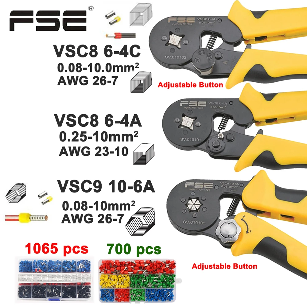 Обжимные клещи VSC8 10-6A 6-4C VSC9 16-4A 0 08-16 мм2 26-5AWG для трубчатого типа игольчатый тип