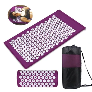 Набор из коврика и подушки для акупрессуры, для йоги, пилатеса, фитнеса, снятия боли в спине, ногах, шее, с сумкой для переноски