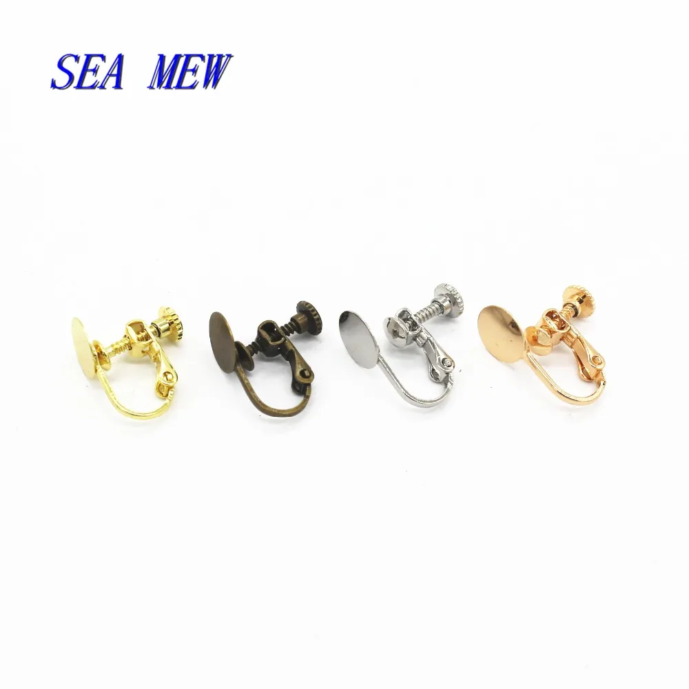 Серьги клипсы с плоским основанием 14 х17 мм 20 шт. 5 цветов|base setting|base earringsear clip base |