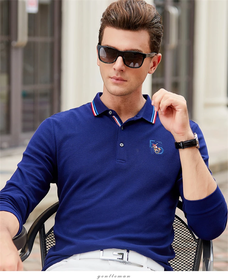 Hollirtiger polo, мужская рубашка с длинным рукавом, Мужская брендовая одежда, одноцветная, высокое качество, Осень-зима, повседневные рубашки поло, мужские Поло