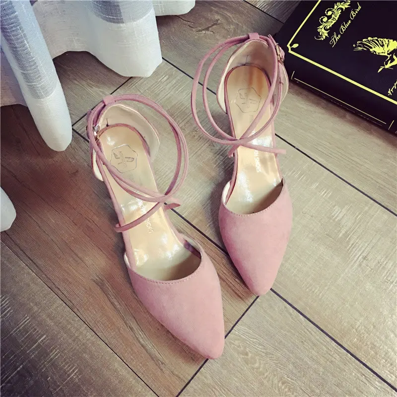 

The New Fashion with Narrow Band High Heels Thick Heels Single Shoes Sandals for Women Joker Rome Solid Casual Gladiator