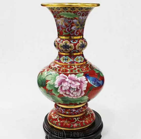 Ваза Cloisonne 12 дюймов ваза для украшения офиса подарки - Цвет: Красный