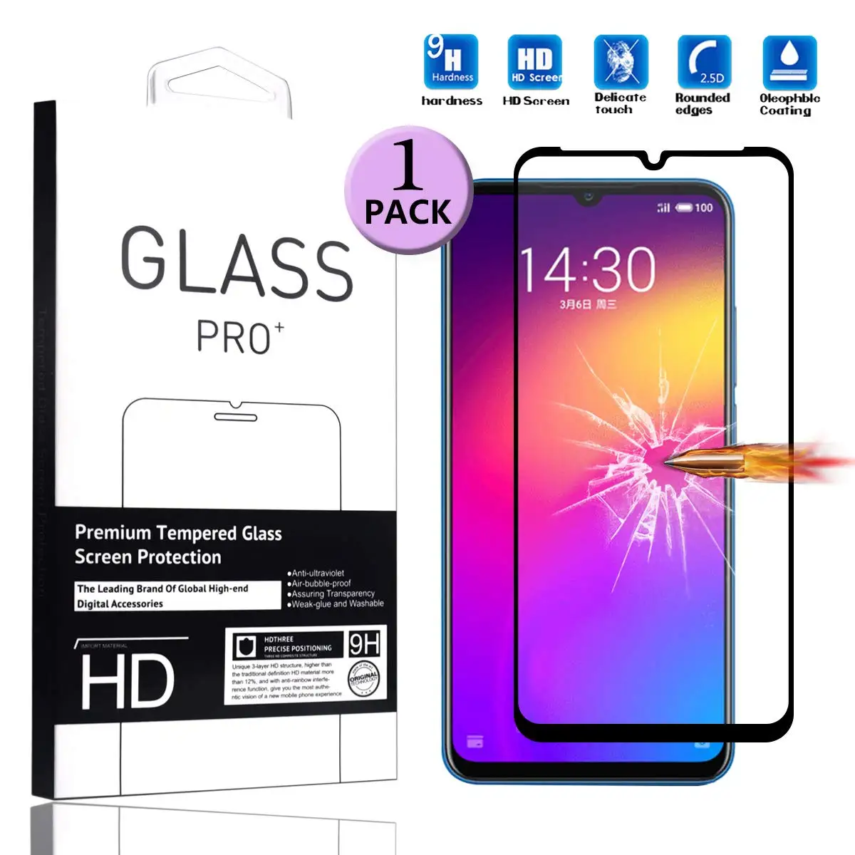 Закаленное Стекло для Meizu M9 Примечание полное покрытие 9 H защитная пленка Экран