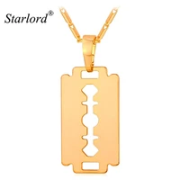 starlord trendy necklace razor blade men goldsilverblack color fashion jewelry collar necklaces pendants gift p912