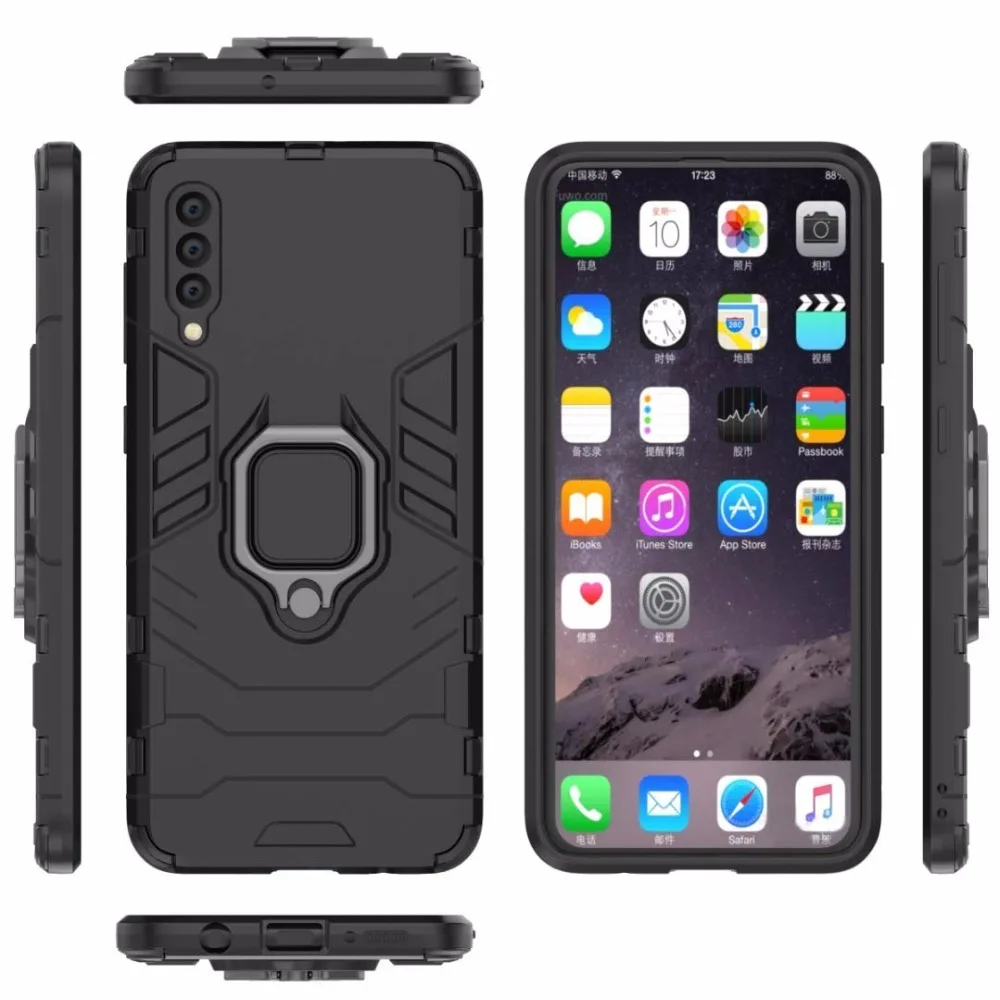 Hard Phone Cover Case for Samsung Galaxy A50 Magnetic Holder Armor Protective Rubber Bumper SM-A505F |