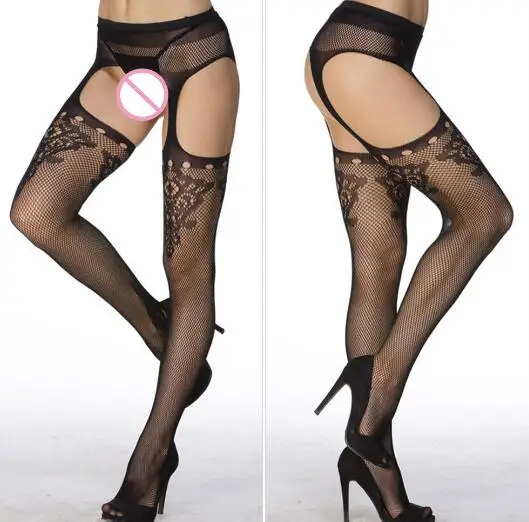 

Hollow Out Tights Lace Sexy Stockings Female Thigh High Fishnet Embroidery Transparent Pantyhose Women Black Lace StockingQ023-5