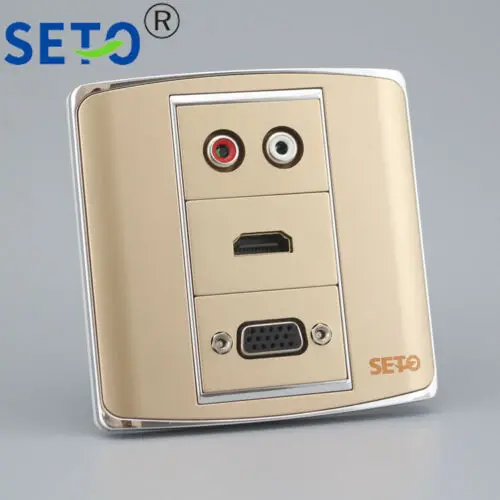 86 Тип 3 порта красный и белый аудио + HDMI VGA Панель гнездо Keystone Лицевая