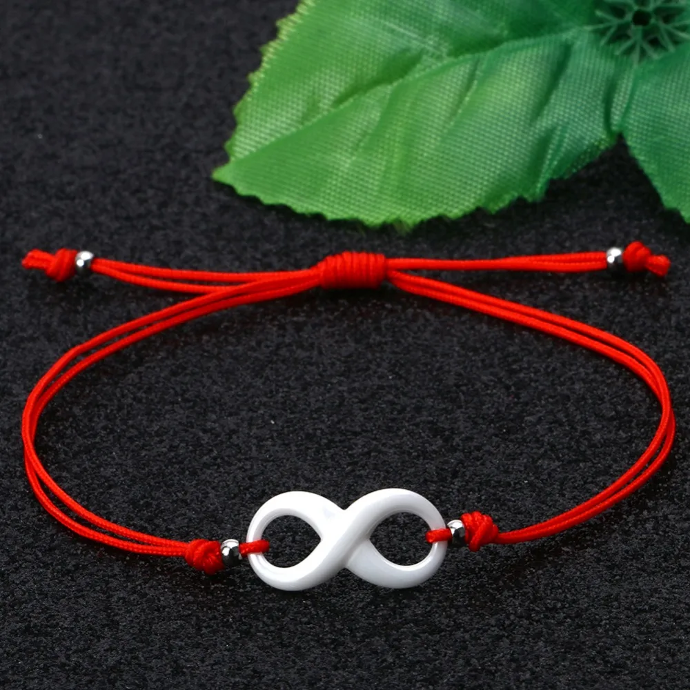 

Red Thread Charm Amulet Innocuous Infinite Ceramic Red Black Rope Bracelet For Women Handmade Bangle Wax String Amulet Jewelry