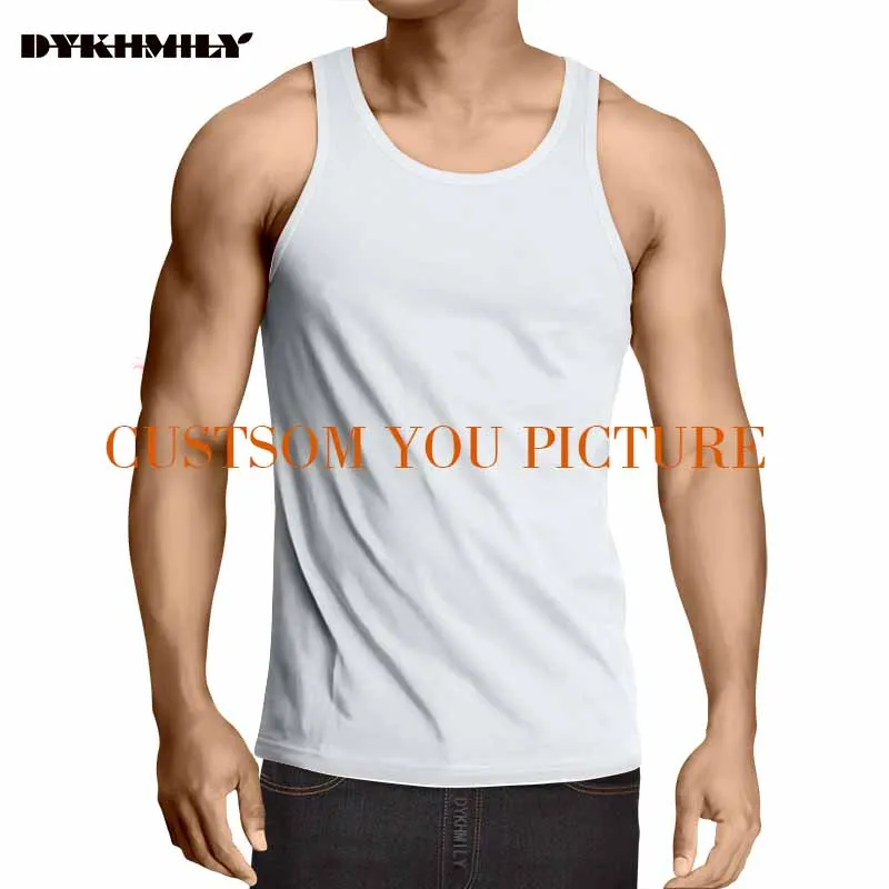 Dykhmily Повседневное Broadcloth О-образным вырезом мужская майка 3d с принтом ткань Customsize майка Фитнес рубашки