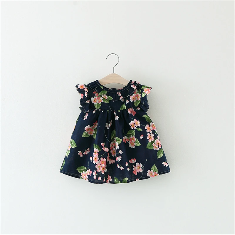 Детское Хлопковое платье с рукавами-мушками и цветочным принтом | Мать ребенок