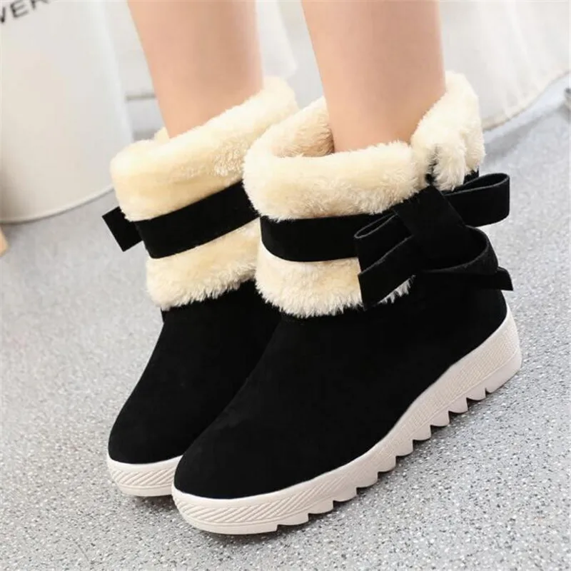 Женские зимние ботинки MXHY Теплые ботильоны с бантом для студентов модные детские