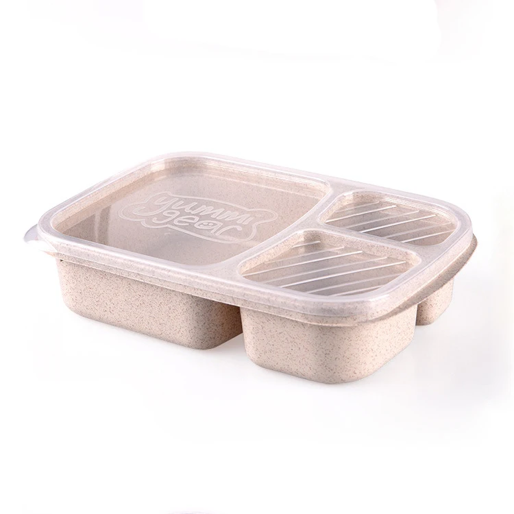 Beige Многофункциональный Ланч-бокс Bento из пшеничной соломы для микроволновой печи, контейнер для фруктов, контейнер для хранения для детей, взрослых, для пикника, фитнеса, Органайзер - Цвет: Beige