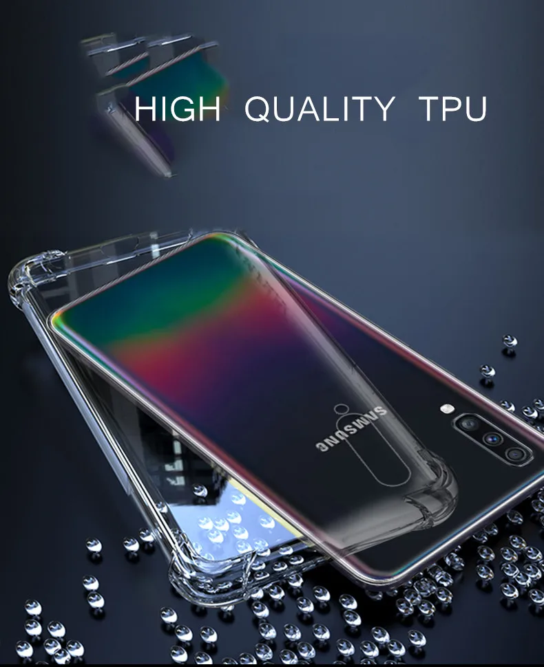 Для Galaxy A50 A30 A70 анти-шок мягкий прозрачный силиконовый чехол из ТПУ для samsung A60