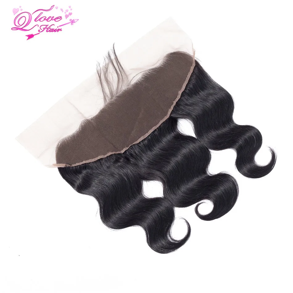 

QLove Hair Natural Black Brown Color 13*4 Lace Frontal Closure Remy Hair Weaving Peruvian Body Wave Human Hair