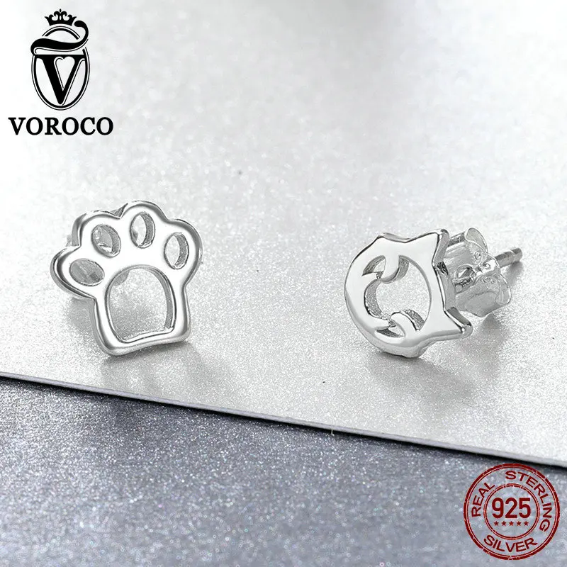 Серьги гвоздики серебряные в виде кошек и животных VSE148|Серьги-гвоздики| |