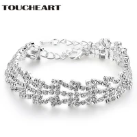 toucheart elegant classic charm stainless steel braceletsbangles for women crystal wedding bracelet pulseira feminina sbr170080