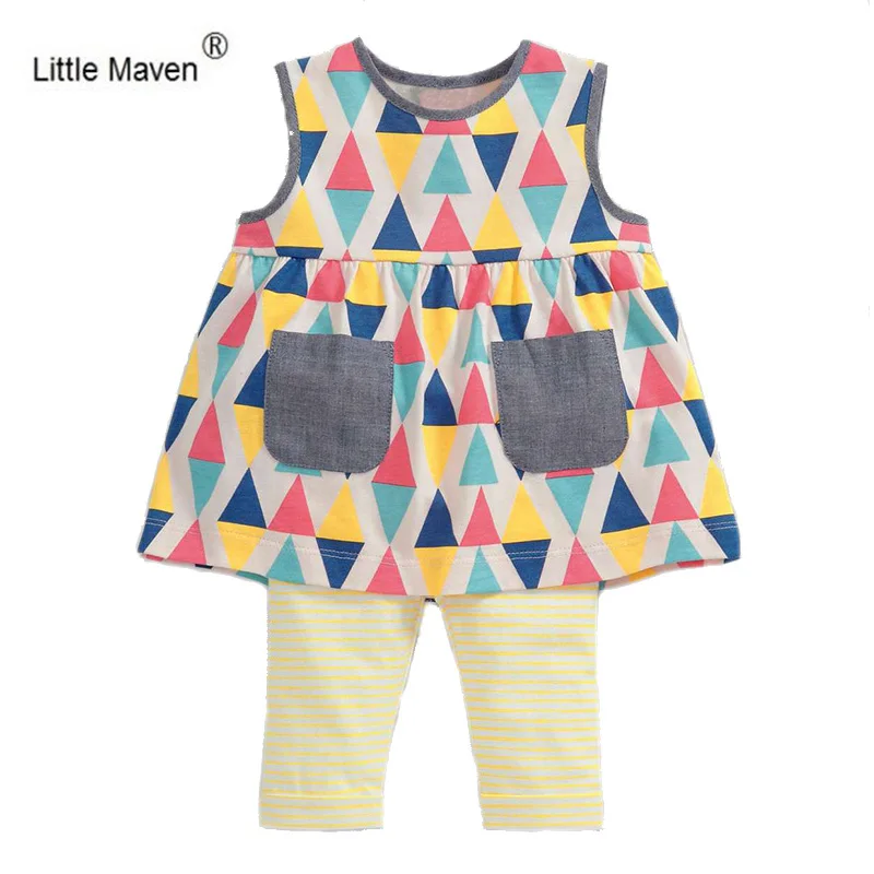 Комплект одежды для девочек little maven летняя повседневная футболка без рукавов с