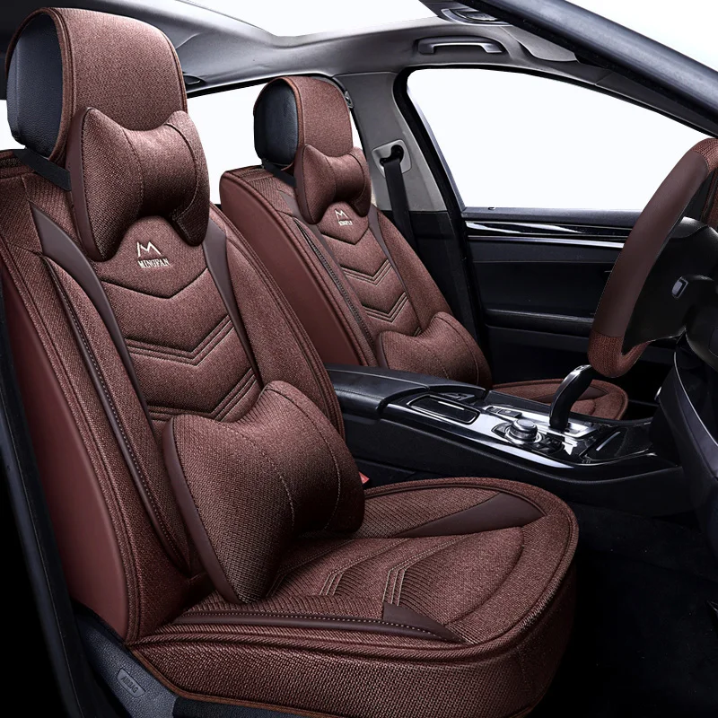 (Передние и задние) универсальные льняные чехлы на сиденья автомобиля для