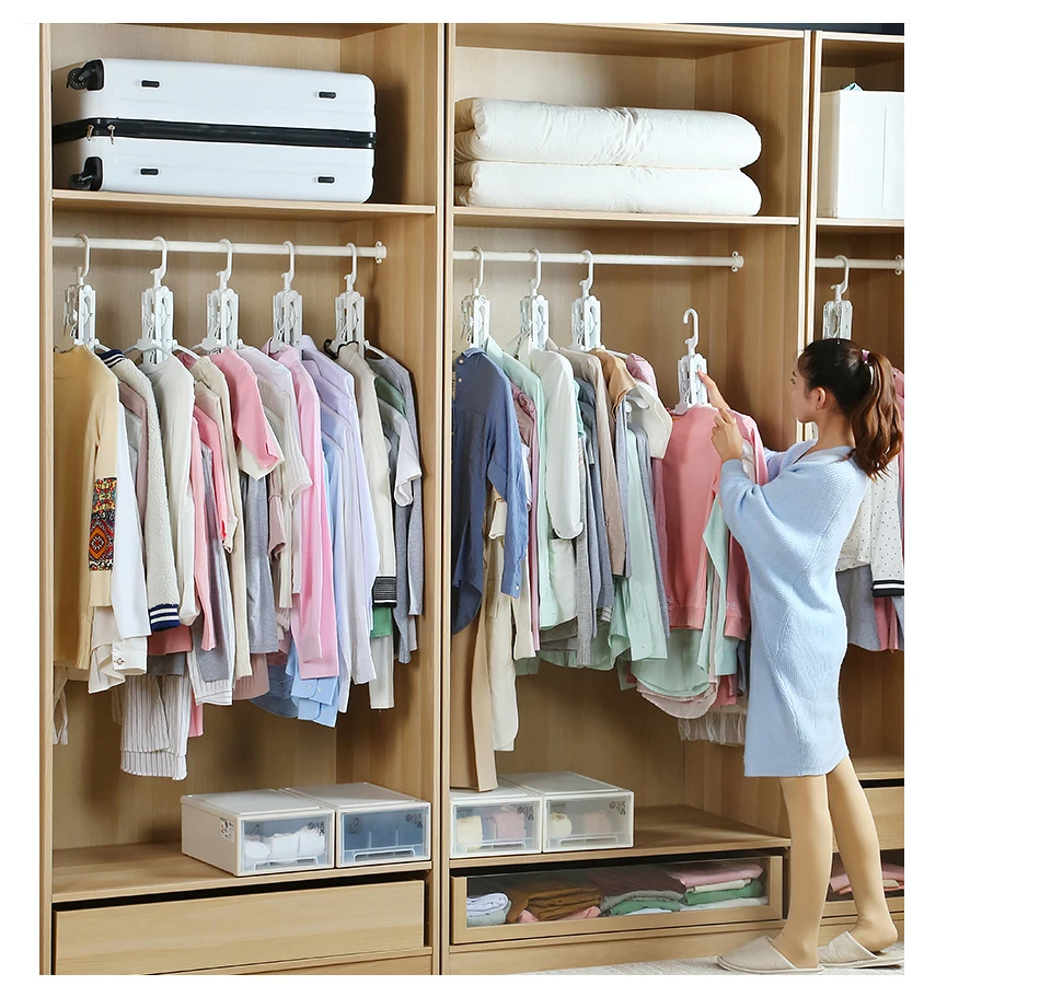 Multifunctional Plastic Foldable Clothes Hanger Save Space Laundry Drying Racks Wardrobe Closet Storage Organizer Clothes Hanger