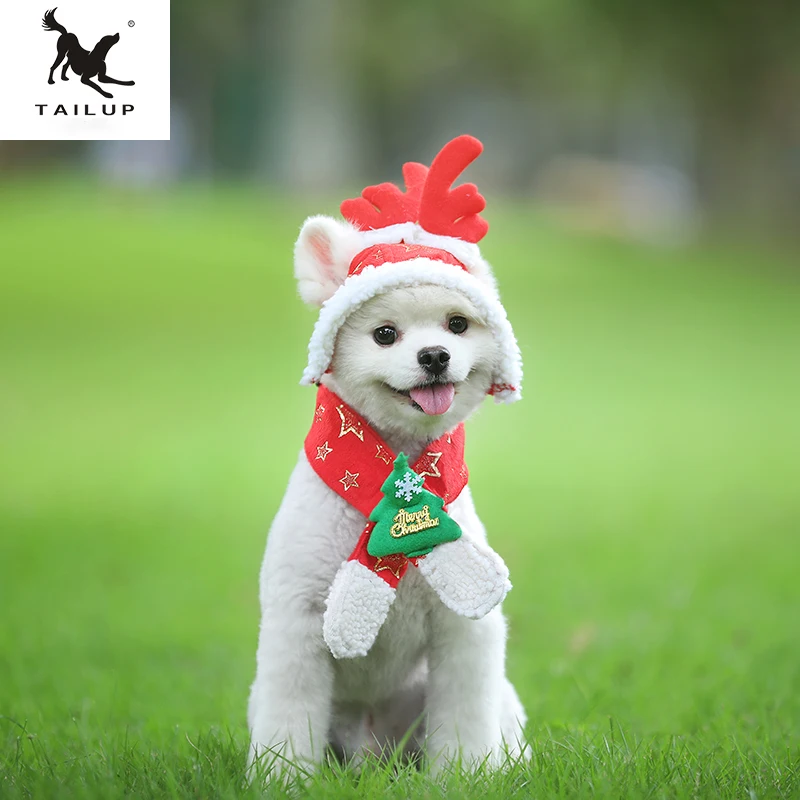 TAILUP S-XXL Dog Cat Caps Pet Santa Birthday Scarf Antler Christmas Hat Costume for Puppy Kitten Small Pets Accessories |