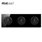 Wallpad L6 черная тройная рама, французская настенная розетка из закаленного стекла, 3 банды, электрическая розетка 16 а, круглый дизайн