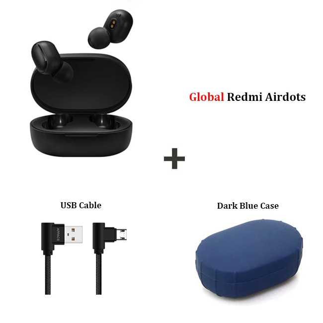 EU Add cable case Xiaomi Redmi Airdots TWS беспроводной Bluetooth 5,0 наушники стерео бас с микрофоном Handsfree Спорт шумоподавление беспроводные наушники - Цвет: EU Add cable case