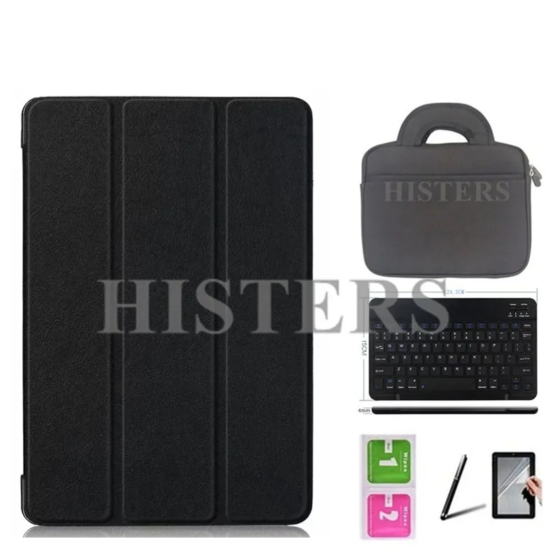 BBK10-BK 6-в-1 Для lenovo Tab P10 TB-X705F TB-X705L-Tri-Folding печатных Smart Cover чехол+ Bluetooth клавиатура+ сумка+ стилус+ Защитная пленка на экран+ влажные салфетки - Цвет: BBK10-BK